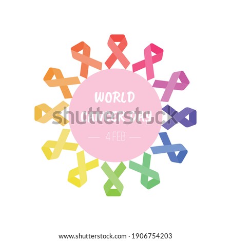 world cancer day card with heart shape from ribbon