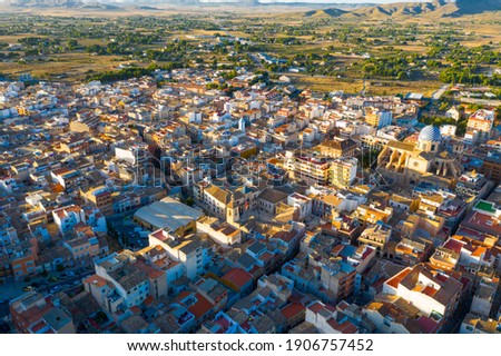 View from drone of Spanish town of Yecla. Spain