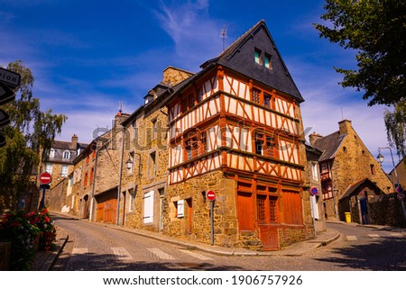 Beautiful city Saint-Brieuc with ancient half-timbered houses, Brittany region, France