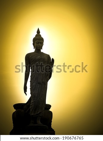 Statue of Buddha at peace in evening