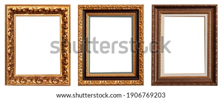Set of gilded antique picture frames isolated on white background. Royalty-Free Stock Photo #1906769203