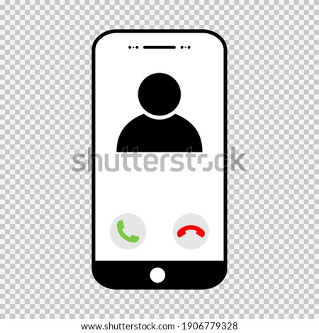 User call icon, incomimg phone, mockup digital mobile, flat design vector illustration .