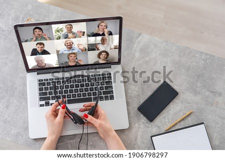 Video Conference Work Webinar Online At Home Royalty-Free Stock Photo #1906798297