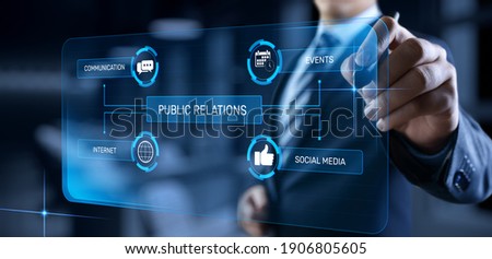PR Public relations concept. Communication advertising marketing strategy. Royalty-Free Stock Photo #1906805605