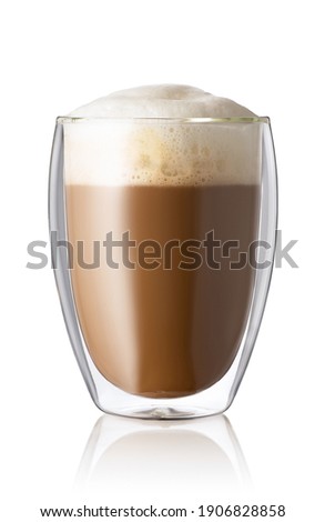 cappuccino in glass with double walls isolated on white background Royalty-Free Stock Photo #1906828858