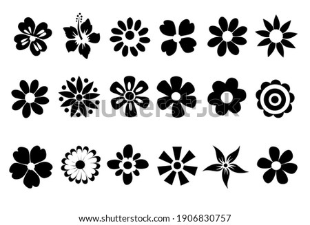 silhouettes of simple vector flowers Royalty-Free Stock Photo #1906830757