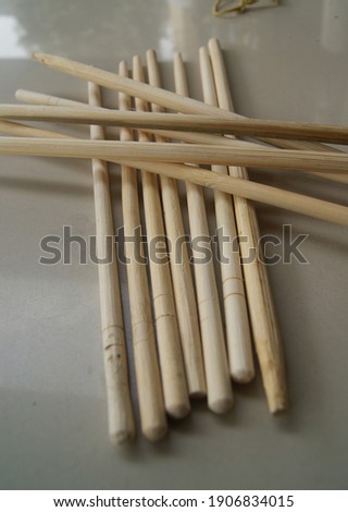 top view, Bamboo sticks isolated on white