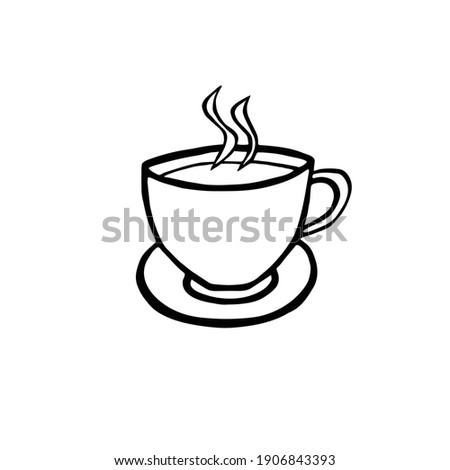 Vector cup of tea or cup of coffee isolated on white background. Hand-drawn. Flat design. 