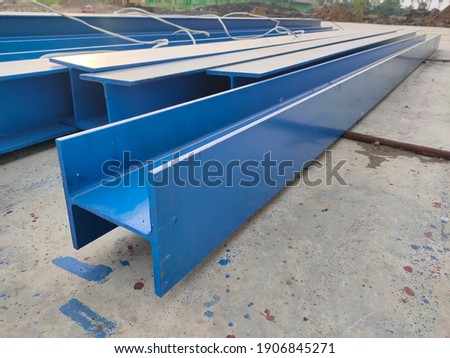 Steel beam used as a pole warehouse and the background