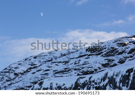 Winter landscape in northern Norway, at Karlebotn