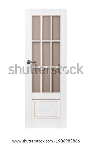Modern white wooden door isolated on white background.