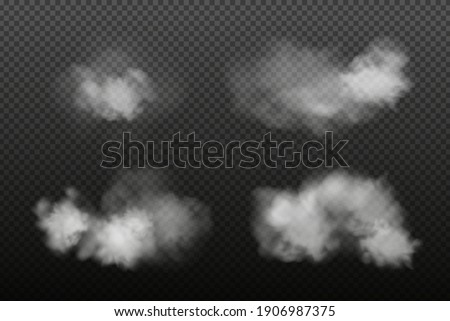 White vector cloudiness ,fog or smoke on dark checkered background.SCloudy sky or smog over the city.Vector illustration. Royalty-Free Stock Photo #1906987375