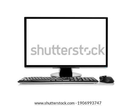 Desktop computer or computer monitor isolated on white background. Royalty-Free Stock Photo #1906993747