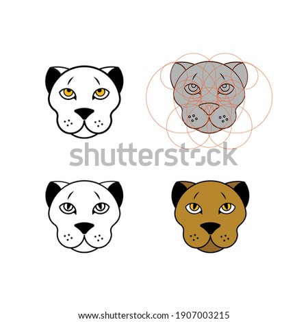 Modern, minimalistic leopard, head logo design in circle grid style