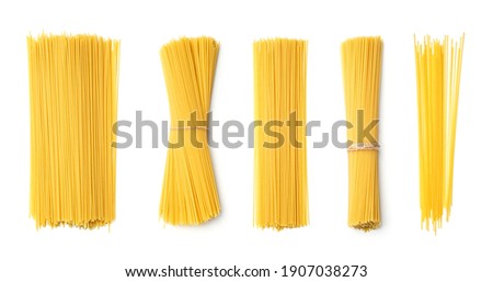 Collection of spaghetti isolated on white background. Set of multiple images. Part of series Royalty-Free Stock Photo #1907038273