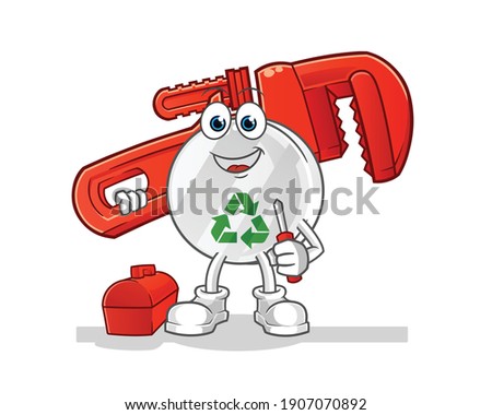 recycle sign plumber cartoon. cartoon mascot vector