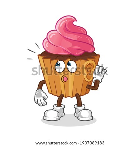 cup cake eavesdropping vector. cartoon character