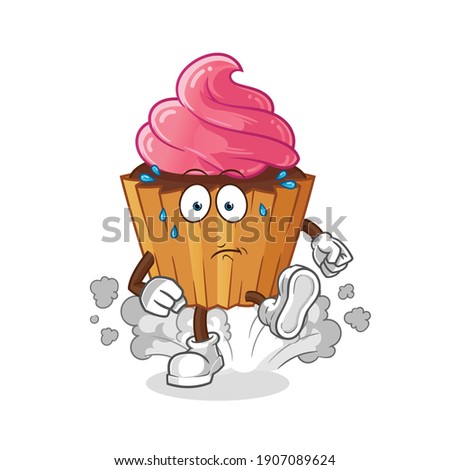cup cake running illustration. character vector
