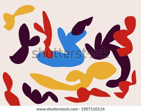 Abstract illustration print. Trendy shapes flower design. Fashion and Minimalist modern art. For print, art Product, poster and textile. Matisse and Bauhaus vibe.