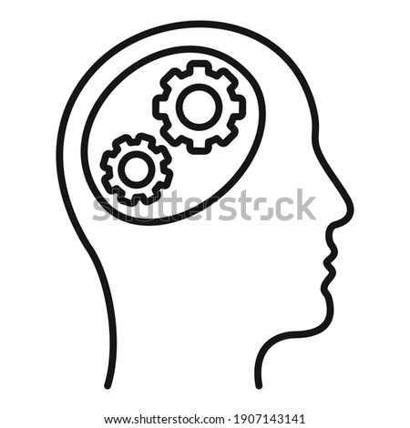 Gear mind icon. Outline gear mind vector icon for web design isolated on white background