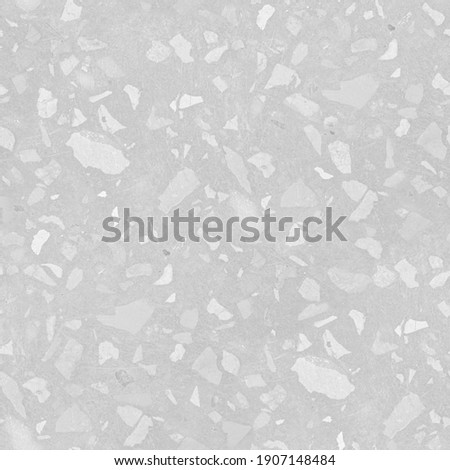 Cool seamless terrazzo composite flooring or marble monochrome old texture. Polished wall stone pattern beautiful for background. White and grey, grayscale backdrop with copy space, add text and etc.