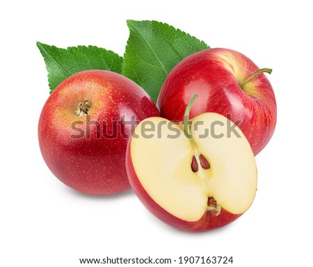 Red apple with half isolated on white background with full depth of field