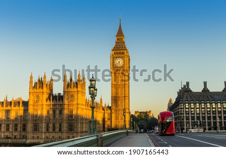 Big Ben in London at sunrise Royalty-Free Stock Photo #1907165443