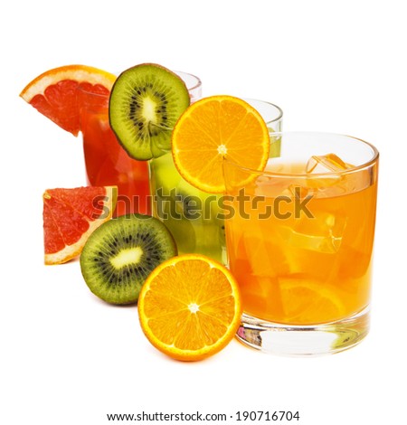 Fresh juices isolated on white