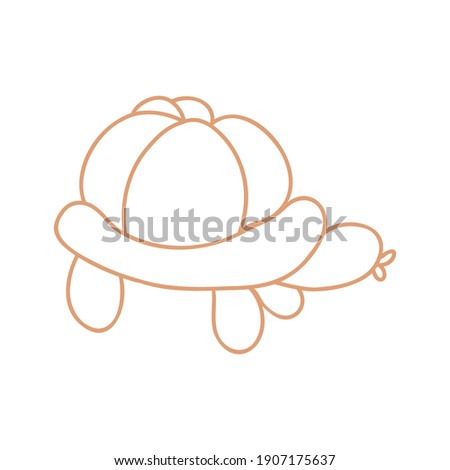 Cute cartoon unisex turtle balloon animal vector lineart illustration. Simple boho celebration party sticker clipart. Gender neutral fun kids naive hand drawn doodle. Scandi style birthday clip art. 
