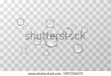 Vector water drops. PNG drops, condensation on the window, on the surface. Realistic drops on an isolated transparent background. PNG. Royalty-Free Stock Photo #1907206072