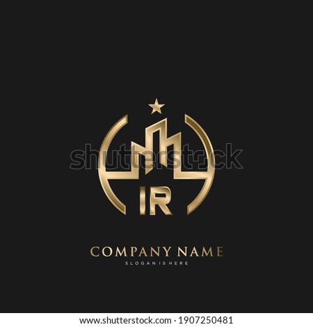 IR Initial Letter Real Estate Luxury house Logo Vector art for Business, Building, Architecture