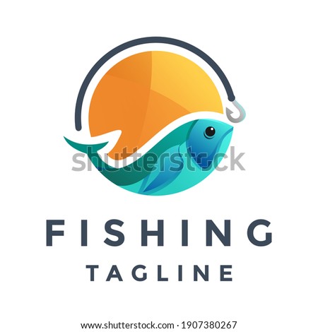 fishing colorful gradient logo design