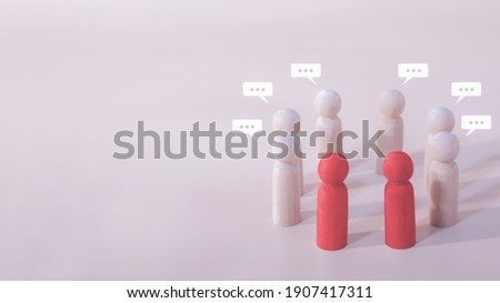 People figures and comment clouds above their heads. Concept of leadership,influence,crisis management. the search for fresh ideas and optimal solutions. Best thought, good idea, positive feedback. Royalty-Free Stock Photo #1907417311
