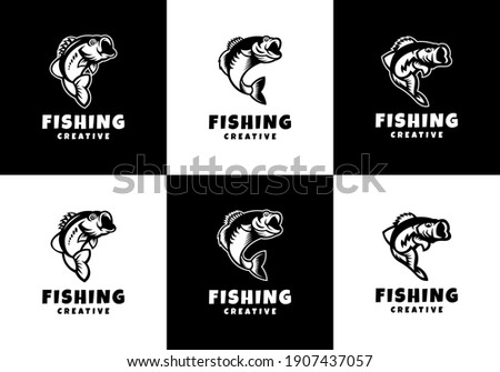 Set Collection Bass Fish Awesome Logo Design in two version