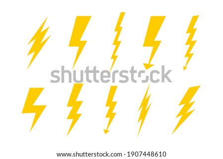 A set of flat simple icons of lightnings. Good for any project. Royalty-Free Stock Photo #1907448610