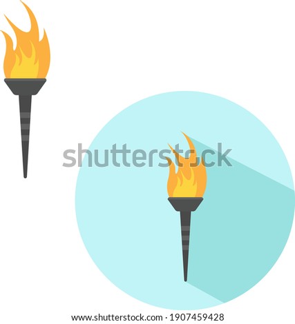 Burning torch, illustration, vector on a white background.