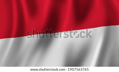 Monaco Flag Waving Closeup 3D Rendering With High Quality Image with Fabric Texture