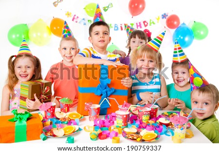 group of children at birthday party