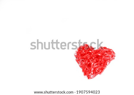 Red heart texture isolated picture concept romantic valentines celebration on white background copy space for text. 