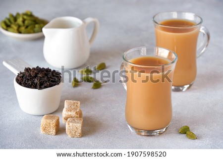  Traditional middle eastern drink with milk and cardamom karak chai                             