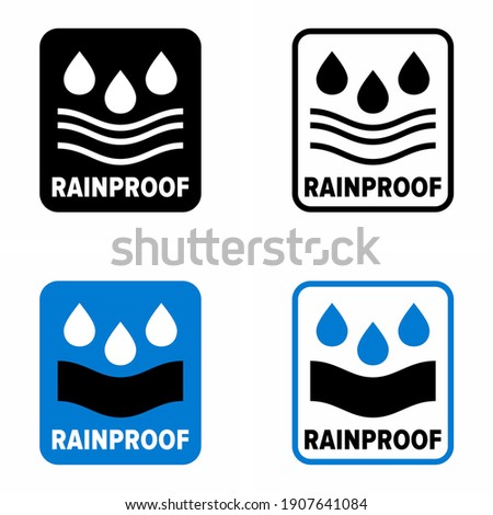 "Rainproof" item and covering protective property information sign Royalty-Free Stock Photo #1907641084