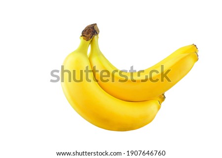 cluster of bananas isolated on white background. Four bananas. Bunch of bananas. Idael fruits without shadow. Royalty-Free Stock Photo #1907646760
