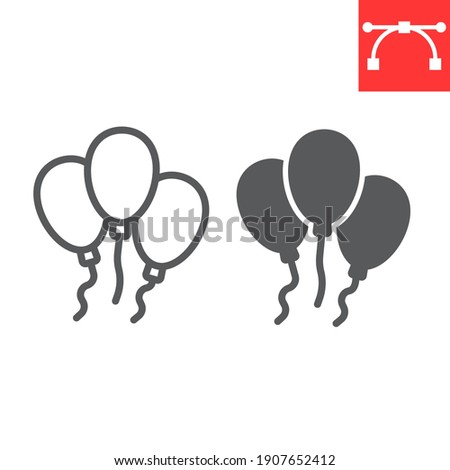 Party balloons line and glyph icon, St. Patricks day date and holiday, balloon vector icon, vector graphics, editable stroke outline sign, eps 10