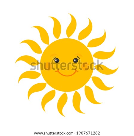Cute smiling sun cartoon icon. Vector illustration