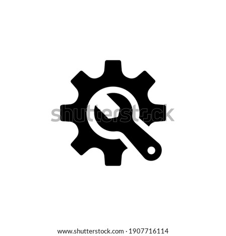 Wrench and Gear cogwheel icon in trendy flat design. Vector illustration Royalty-Free Stock Photo #1907716114