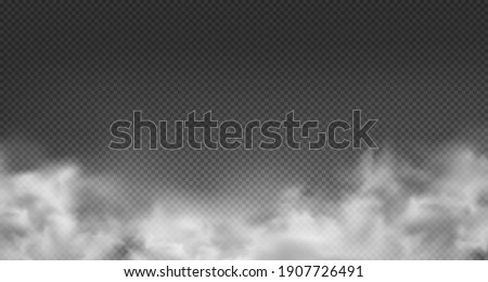 Cloud or smoke isolated transparent special effect. White vector cloudiness, mist or smog background. Vector illustration