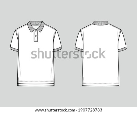 Polo shirt with ribbed collar and armbands. Classic Fit. Vector illustration. Flat technical drawing. Mockup template.	
 Royalty-Free Stock Photo #1907728783
