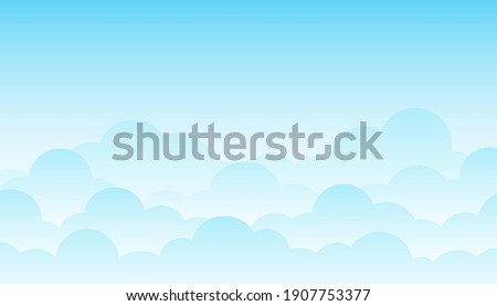 Cloud cartoon style with blue sky background landscape vector illustration.