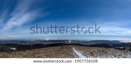Night view of the village in the Carpathian mountains in winter