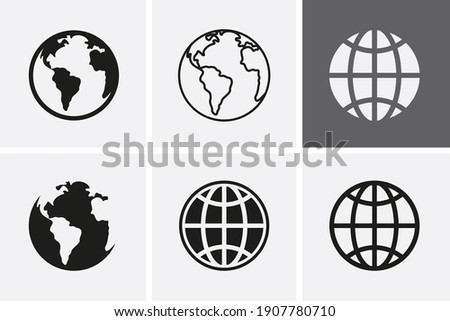Earth Globe Icons, worldmap. World map vector illustration Royalty-Free Stock Photo #1907780710